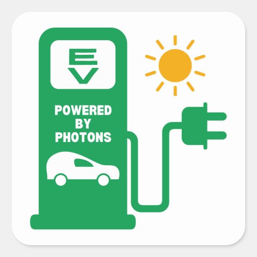 EV Aangedreven door Photons Square Stickers (Voorkant)