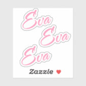 Eva Decoratieve Naam in Roze x3 Sticker (Vel)
