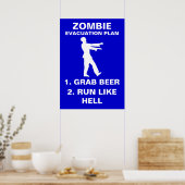 Evacuatieplan Zombie 1. Grab Beer 2. Ren als Poster (Keuken)