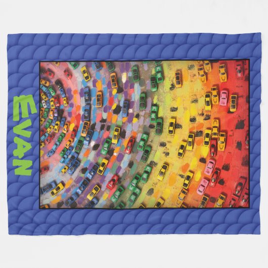 Evan - Blue Fleece Deken (Voorkant (Horizontaal))