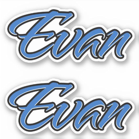Evan Name Blue Autocollant Sticker Stickerset (Devant)