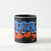 Evan prénom nom Graffiti bleu orange Tasse (Centre)