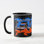 Evan prénom nom Graffiti bleu orange Tasse (Gauche)