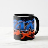 Evan prénom nom Graffiti bleu orange Tasse (Devant droit)