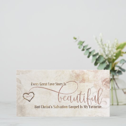 EVANGELIE LIEFDESVERHAAL Christelijke Schrift Vale Feestdagenkaart (Staand voorkant)