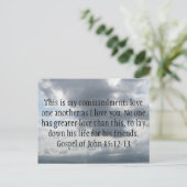 Evangelie van John 15:12-13 Briefkaart (Staand voorkant)
