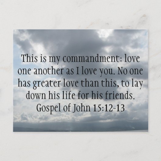 Evangelie van John 15:12-13 Briefkaart (Voorkant)