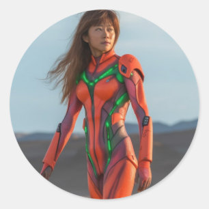 Evangelion van Michael Bay - Asuka Ronde Sticker