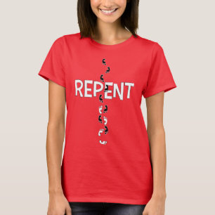Evangelisch berouw Voetafdrukken Kruis (wit/zwart) T-shirt