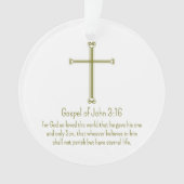 Évangile de Jean 3:16 Croix dorée simple blanche (devant)