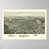 Evans City, PA Panorama Map - 1900 Poster (Voorkant)