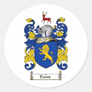 EVANS FAMILIE CREST - EVANS COAT WAPENS RONDE STICKER
