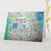 Evanston, IL Carte Vintage (Fleur jaune)