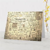 Evanston, IL Carte Vintage (Fleur jaune)