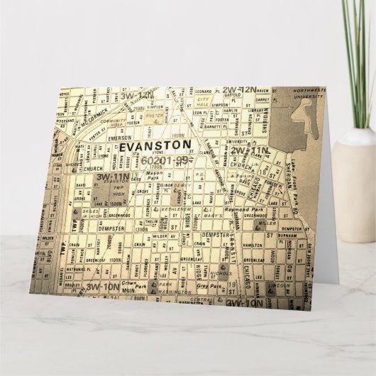 Evanston, IL Carte Vintage (Devant)