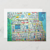 EVANSTON, IL  Map Briefkaart (Voorkant / Achterkant)