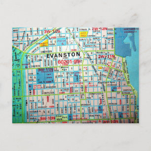 EVANSTON, IL  Map Briefkaart