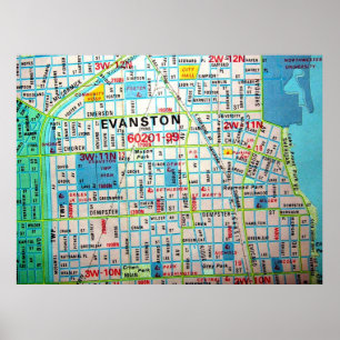 EVANSTON, IL  Map Poster