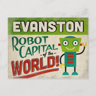 Evanston Illinois Robot - Funny Briefkaart