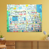 EVANSTON,  kaart van IL Canvas Afdruk (Insitu (Woonkamer))
