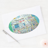 EVANSTON,  kaart van IL Ovale Sticker (Envelop)