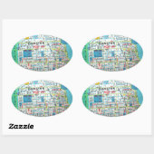 EVANSTON,  kaart van IL Ovale Sticker (Vel)