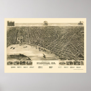 Evansville, IN Panorama - 1888 Poster
