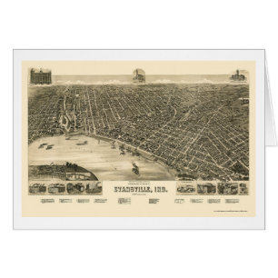 Evansville, IN Panoramische kaart - 1888
