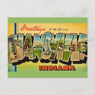 Evansville Indiana Vintage Ansichtkaart Briefkaart