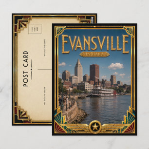 Evansville Indiana Vintage Art Deco Gouden Tijdper Briefkaart