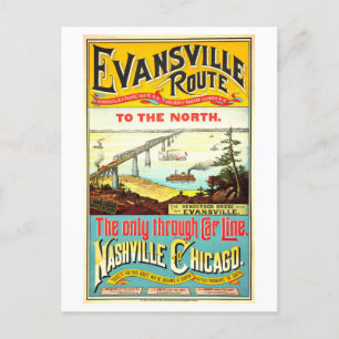 Evansville Route Poster, Nashville Briefkaart