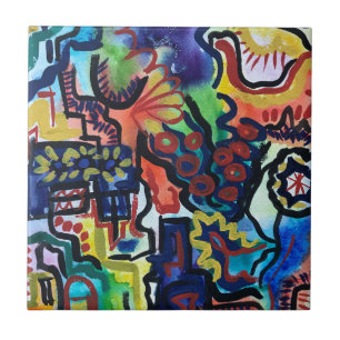 Eva's tuin-handschilderde moderne kunst tegeltje