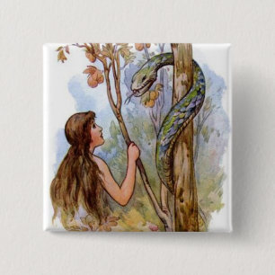 Eve en Serpent Vierkante Button 5,1 Cm
