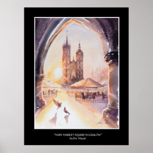 EVE Painted Krakow Old Town Poster
