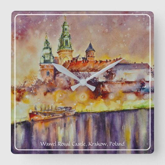 EVE Painted Wawel, Krakow, Polen Vierkante Klok (Voorkant)