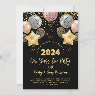 Eve Party Roos & Gold Glitter (modern nieuwjaar) Kaart