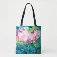 EVE Sac fourre-tout à fleurs de lotus peint