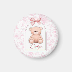 Evelyn Aangepaste Roze Teddybeer Nursery Design Magneet