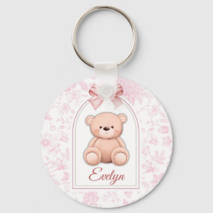 Evelyn   Aangepaste Roze Teddybeer Nursery Design Sleutelhanger