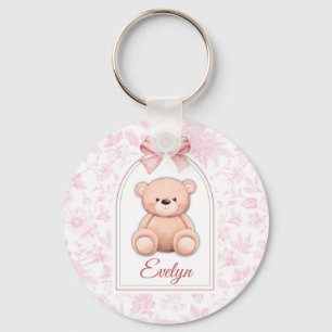 Evelyn   Aangepaste Roze Teddybeer Nursery Design Sleutelhanger