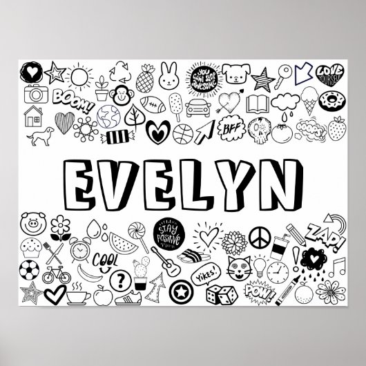 'EVELYN' Color-it-Yourself-contourontwerp Poster (Voorkant)