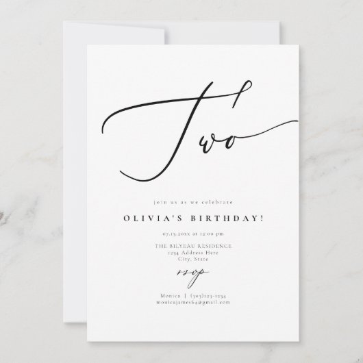 EVELYN Elegant Calligraphy Script 2e verjaardag In Kaart (Voorkant)