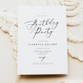 EVELYN Elegant Calligraphy Script Birthday Invitat Kaart