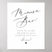 EVELYN Elegant Calligraphy Script Mimosa Bar Sign. Poster (Voorkant)