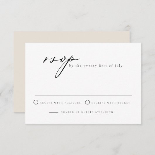 EVELYN Elegant Calligraphy Script Modern RSVP Card Kaart (Voorkant / Achterkant)