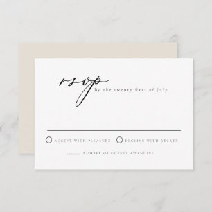 EVELYN Elegant Calligraphy Script Modern RSVP Card Kaart