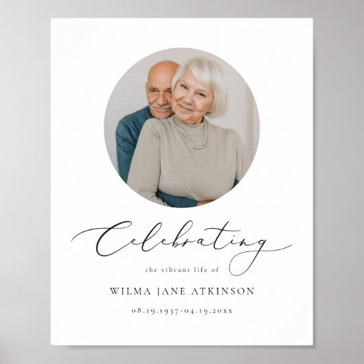 EVELYN Elegant Script Herdenkings- Rouwdienst Welk Poster (Voorkant)