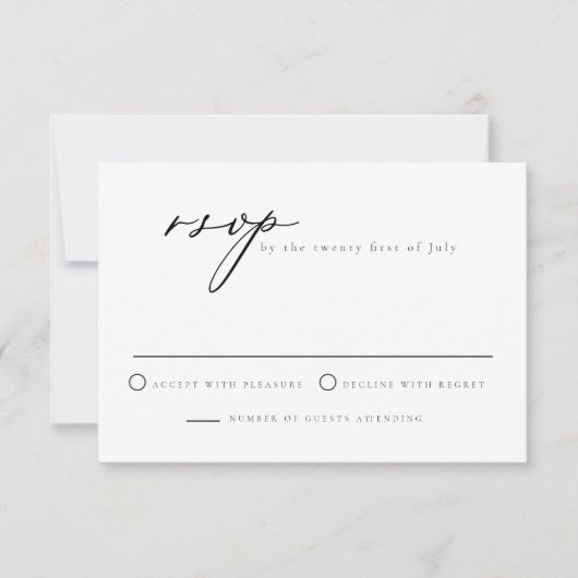 EVELYN Elegante Calligraphy Schrift Moderne RSVP K Kaart (Voorkant)