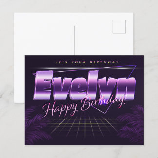 Evelyn Name Vorname lila Postkarte Geburtstag Briefkaart