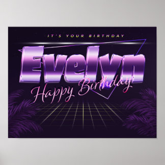 Evelyn Name Vorname lila retro Poster Geburtstag